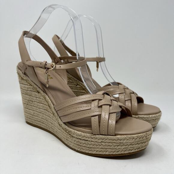 Coach‎ Dottie Tan Wedge Espadrilles Sandals Charms Ankle Strap Women’s Size 11 - Picture 2 of 12